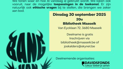 Lezing: “AI”: over Artificiële Intelligentie (i.s.m. Cultuursmakers, e.a.)
