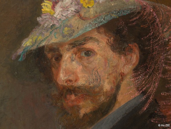 Zelfportret met bloemenhoed - James Ensor