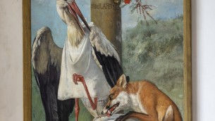 Kunst_vossenstreken_‘De vos en de ooievaar’ van Karel Verlat (privécollectie).jpg