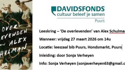 Davidsfonds Puurs - Leeskring 'De overlevenden' van Alex Schulman